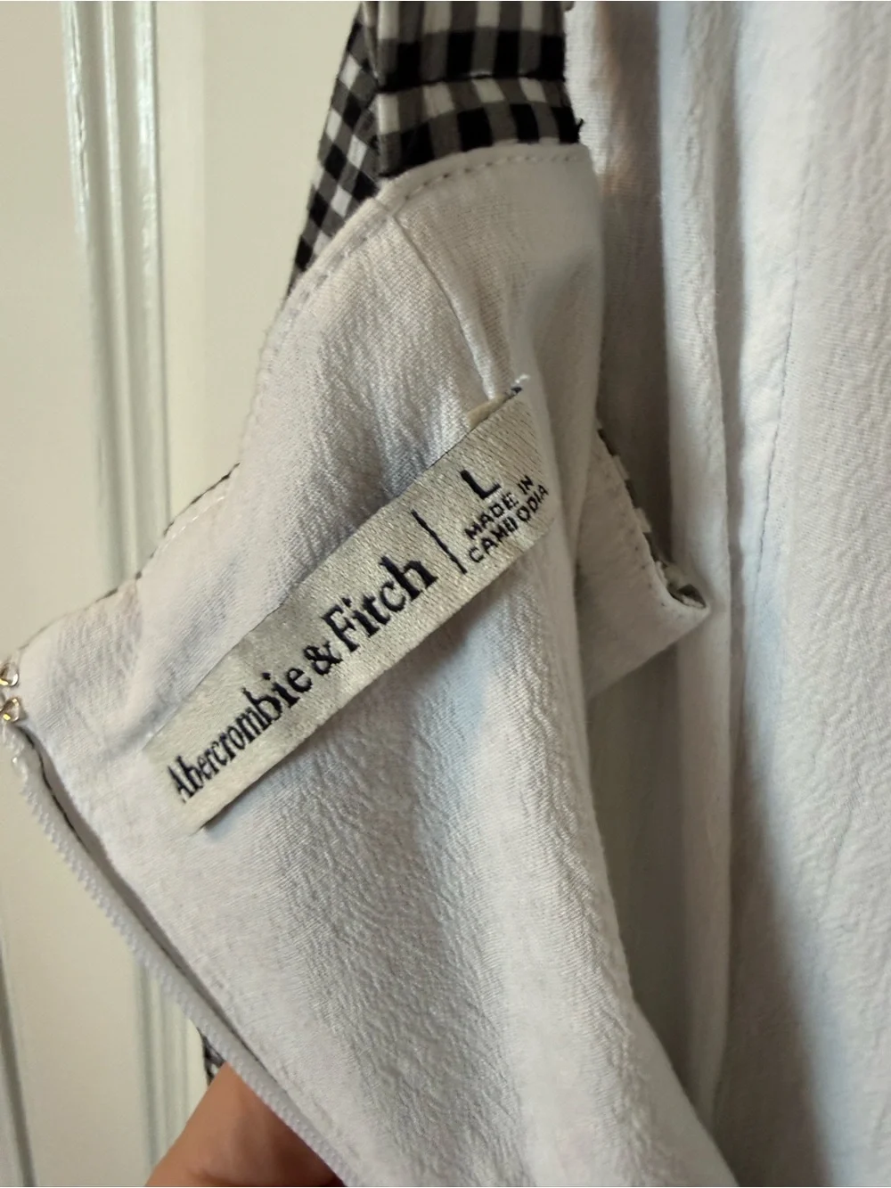 Abercrombie & Fitch Black and White Gingham Midi Dress